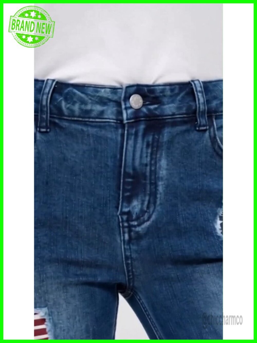 Mid Rise Capri Skinny Jeans Ripped Raw Hem Casual Denim - Picture 5 of 5